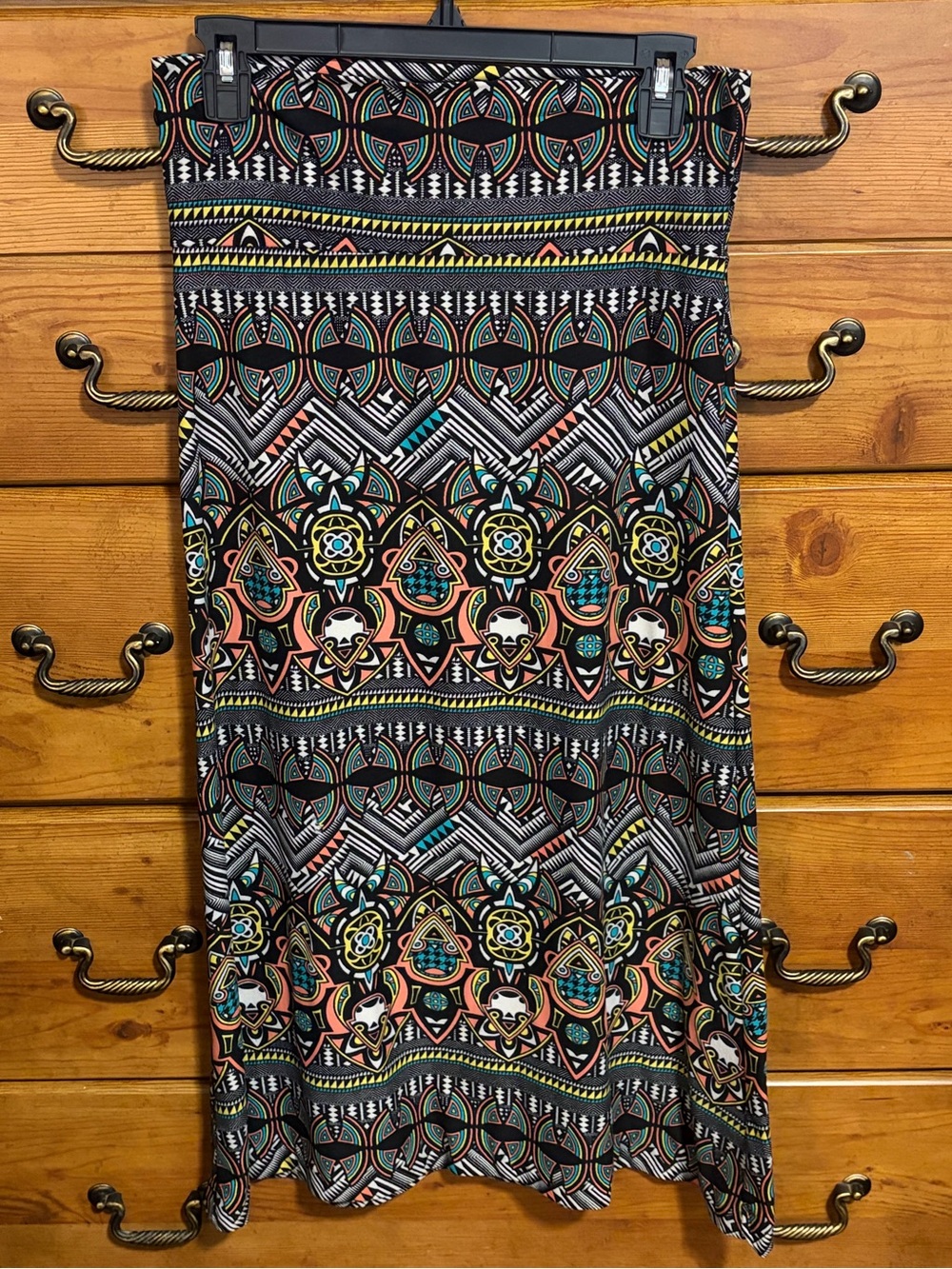 Hot Kiss Black Multicolor Geometric & Floral Maxi Skirt